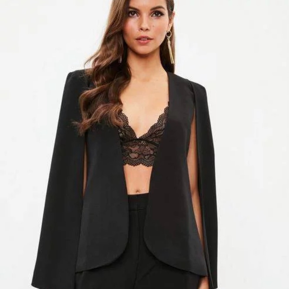 Missguided Black Cape Tailored Blazer